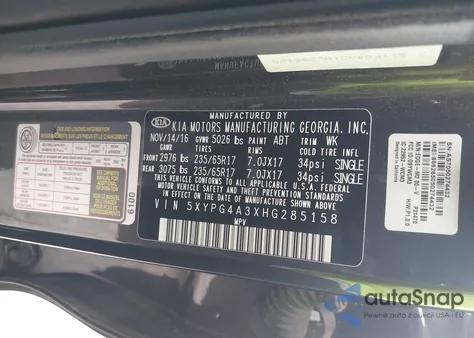 2017 Kia Sorento 2.4L Lx from USA, damaged, VIN 5XYPG4A3XHG285158